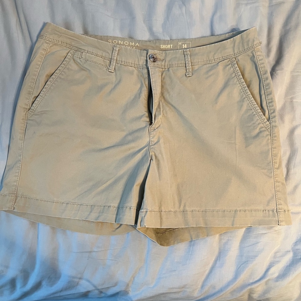 Sonoma Tan Bermuda Shorts Cotton Twill